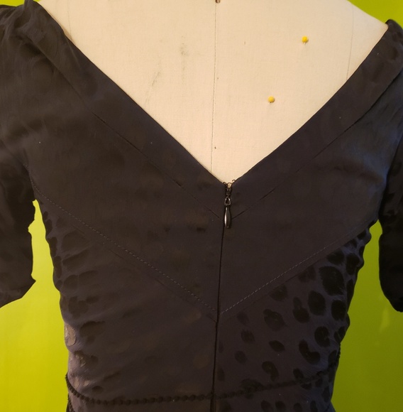 Zac Posen Asymmetrical Navy Animal Print Dress - Picture 5 of 8